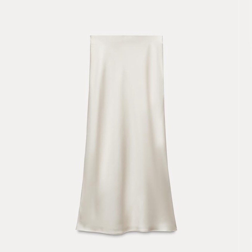 SATIN EFFECT MIDI SKIRT